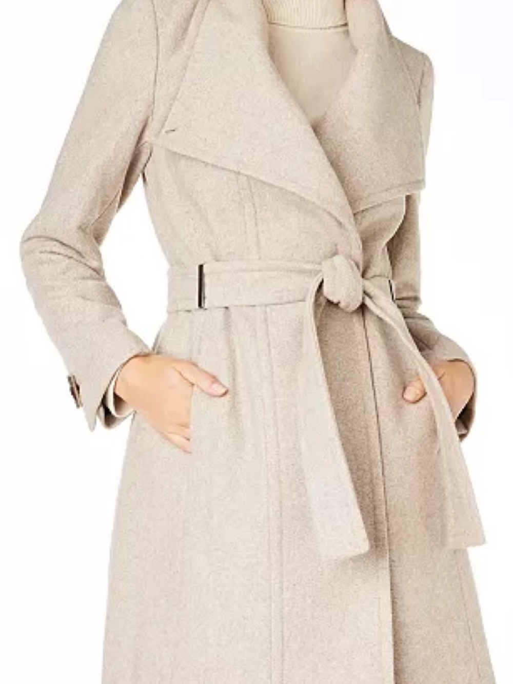 Calvin Klein Petite PXXS Wrap Coat Belted Asymmetrical Wool Look Chic | Size PXX